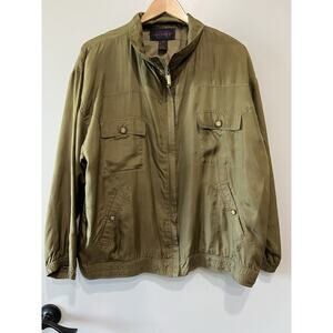 Women's Sportif Studio Silk 90's Vintage Bomber Jacket Khaki Olive green size-XL